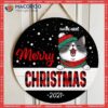 Merry Christmas, White Dots On Black Background, Personalized Cat Christmas Wooden Signs