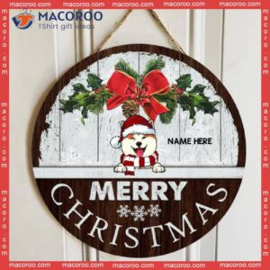 Merry Christmas, White Wood Wall, Personalized Dog Christmas Wooden Signs