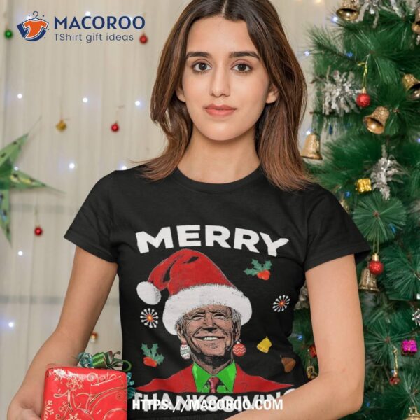 Merry Thanksgiving Funny Joe Biden Confused Christmas 2023 Shirt, Merry Christmas Santa