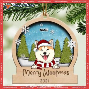 Merry Woofmas, Personalized Christmas Dog Breeds Ornament, Bauble, Cute Xmas Gifts For Lovers, Dog Paw Ornament
