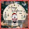 Merry Woofmas, Plaid Bauble, Circle Ceramic Ornament, Personalized Dog Ornaments