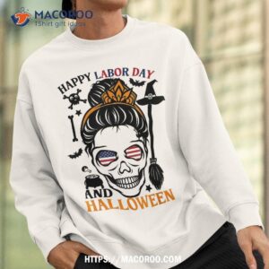 messy bun american flag labor day and halloween mom skull shirt sugar skull pumpkin sweatshirt