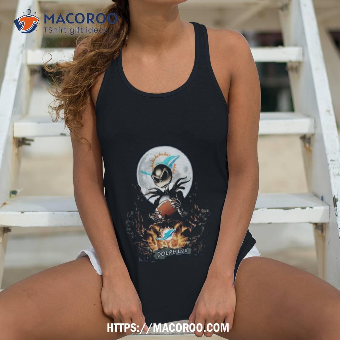 Miami Dolphins Jack Skellington Halloween Art Design Shirt