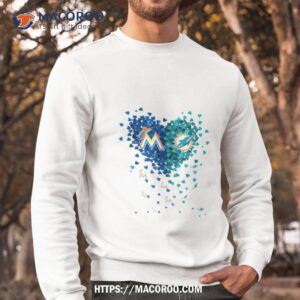 miami marlins miami dolphins tiny heart shape 2023 shirt sweatshirt