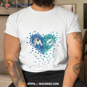 miami marlins miami dolphins tiny heart shape 2023 shirt tshirt