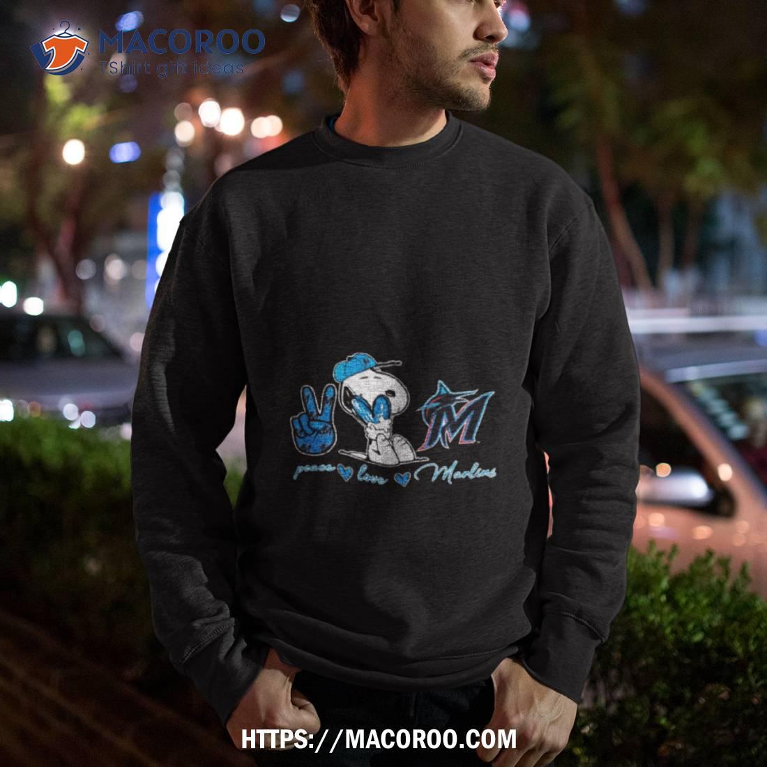 Miami Marlins Peace Love Marlins Snoopy shirt, hoodie, sweater, long sleeve  and tank top