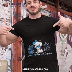 Miami Marlins Peace Love Marlins Snoopy Shirt