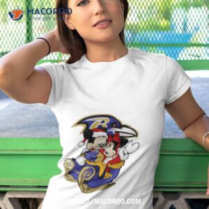 mickey minnie santa ride sleigh christmas baltimore ravens 2023 shirt tshirt 1