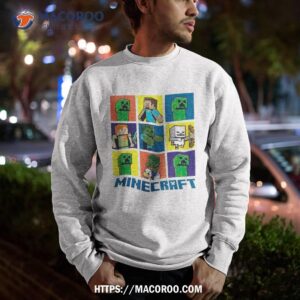 minecraft box up character grid shirt sweatshirt