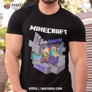 Minecraft Boys Alex Steve Sword Black Game T-Shirt