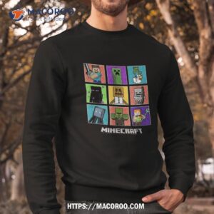 minecraft group shot colored box up shirt sweatshirt