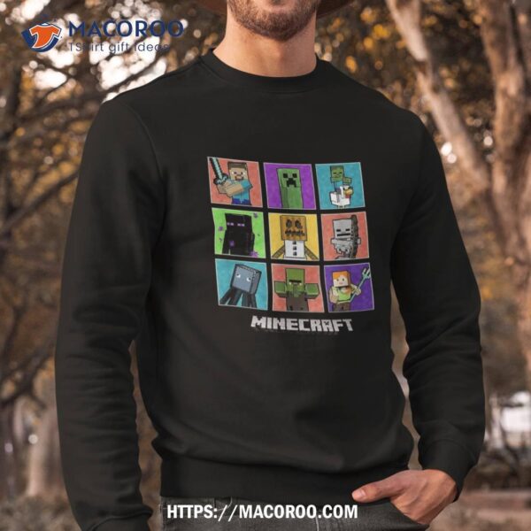 Minecraft Group Shot Colored Box Up Shirt