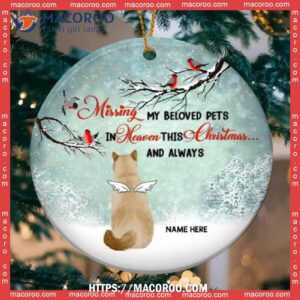 Miss My Beloved Pets In Heaven This Xmas Circle Ceramic Ornament, Cat Lawn Ornaments