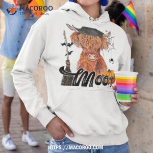 moo i mean boo witch scottish highland cow halloween costume shirt hoodie