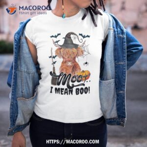 moo i mean boo witch scottish highland cow halloween costume shirt tshirt