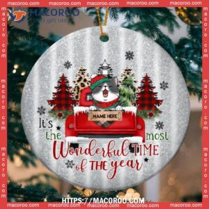 Most Wonderful Time Of The Year Silver Circle Ceramic Ornament, Hallmark Cat Ornaments