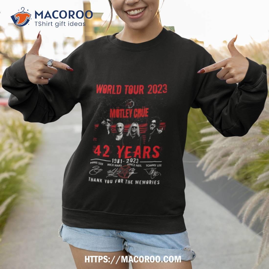 Motley Crue World Tour 2023 42 Years 1981 2023 Thank You For The Memories Signatures Shirt Motley Crue World Tour 2023 42 Years 1981 2023 Thank You For The Memories Signatures Shirt
