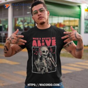 music keeps me alive dead skull evil halloween love shirt skeleton masks tshirt