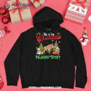 my christmas pajama shirt santa reindeer hyena snow frosted snowman hoodie