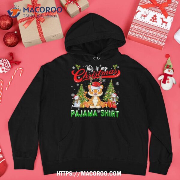 My Christmas Pajama Shirt Santa Reindeer Tiger Snow, Christmas Snowman