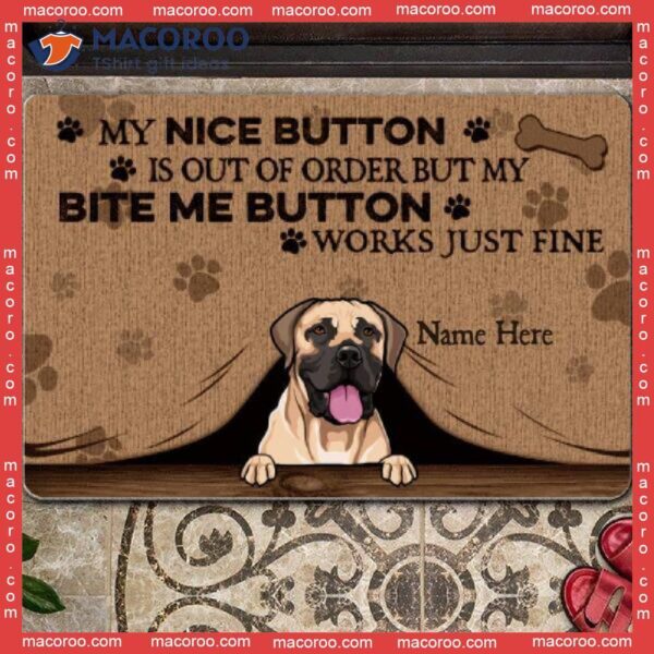 My Nice Button Is Out Of Order Holiday Doormat, Personalized Gifts For Dog Lovers