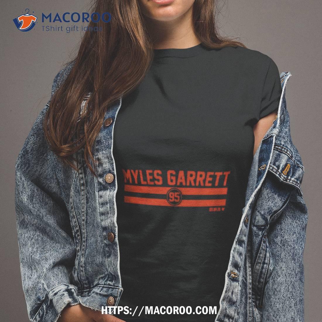 Myles Garrett Name Number Stripe Logo Design Shirt