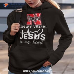 nebraska cornhuskers in my veins jesus in my heart shirt hoodie 3