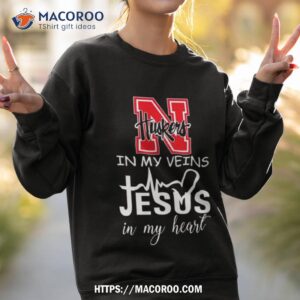 nebraska cornhuskers in my veins jesus in my heart shirt sweatshirt 2
