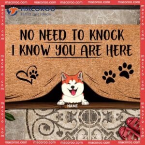 No Need To Knock Custom Doormat, Peeking From Curtain Outdoor Door Mat, Gifts For Dog Lovers