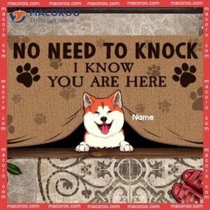 No Need To Knock Personalized Doormat, Gifts For Pet Lovers, Horse Peeking From Curtain Front Door Mat