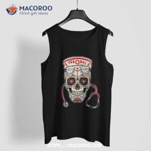 nurse sugar skull halloween day of the dead dia de los shirt sugar skull pumpkin tank top