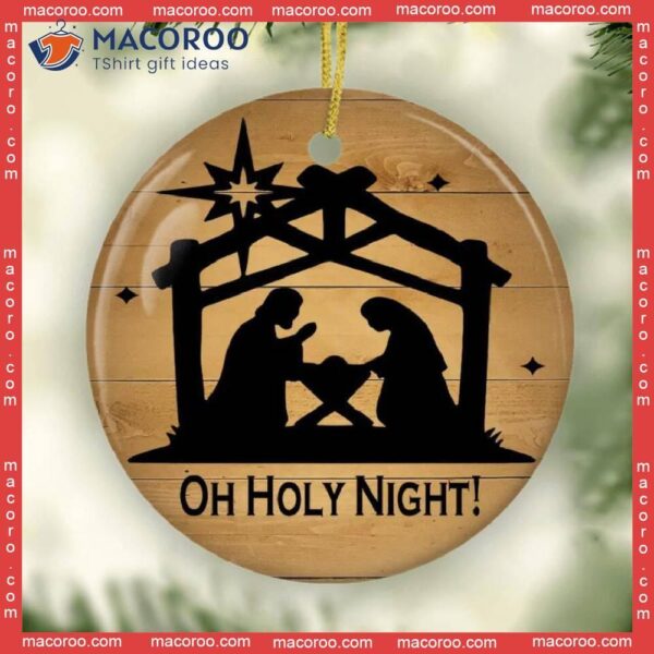 Oh Holy Night Door Sign, Round Hanger, Christmas Nativity Front Decor