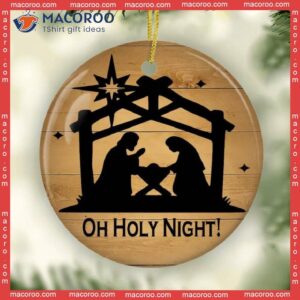 Oh Holy Night Wooden Signs, Christmas Door Hanger, Nativity Sign, Front Decor, Round Hanger