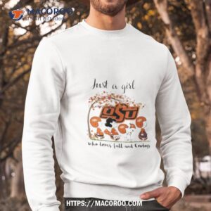 oklahoma state cowboys peanuts cartoon just a girl who loves fall and cowboys logo shirt sweatshirt
