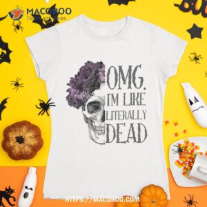 omg im like literally dead halloween teen girl skull flowers shirt scary skull tshirt 1