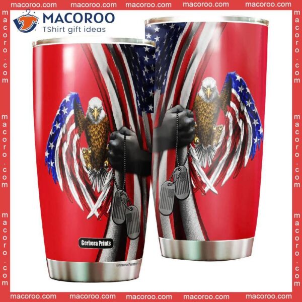 On Friday We Wear Red Eagle American Flag Stainless Steel Tumbler