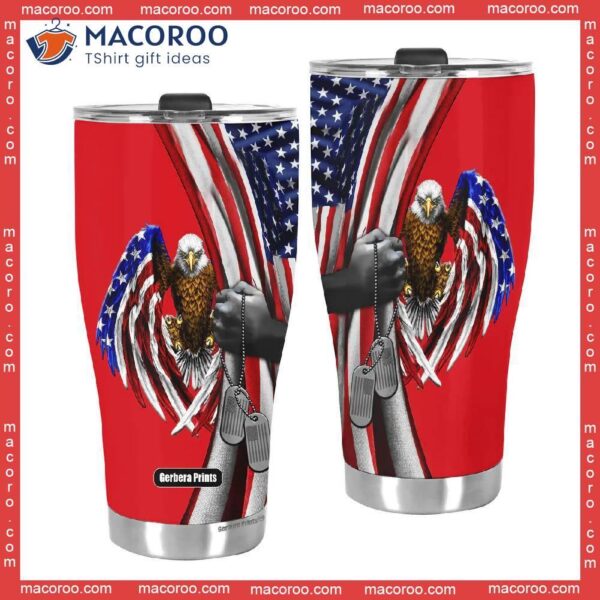 On Friday We Wear Red Eagle American Flag Stainless Steel Tumbler