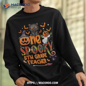 one spooky 5th grade teacher funny halloween black cat ghost shirt sweatshirt