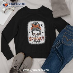 one spooky aunt messy bun mom life auntie halloween pumpkin shirt sweatshirt