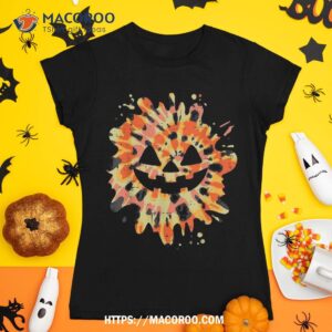 Orange Tie Dye Pumpkin Face Jack O Lantern Halloween Hippie Shirt
