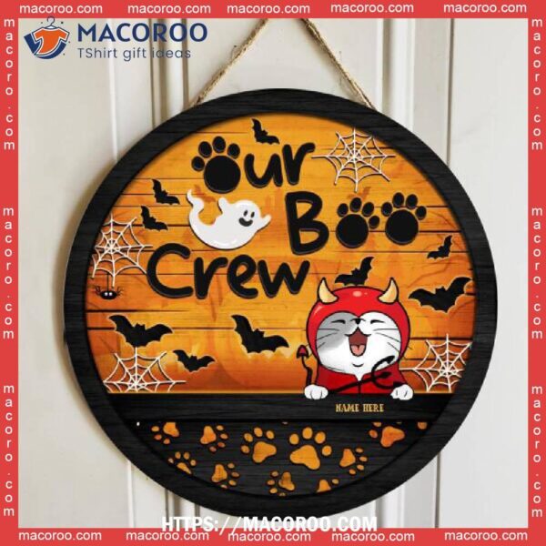 Our Boo Crew, Halloween Costume, Personalized Cat Wooden Signs, Halloween Gifts For Boyfriend