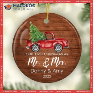Our First Christmas As Mr And Mrs Ornament, Keepsake, Custom Wedding Gift, Truck Married Ornament
