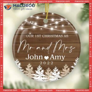 Our First Christmas As Mr And Mrs Ornament, Married Personalized Couple Gift