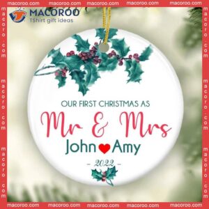 Our First Christmas As Mr And Mrs Ornament, Personalized Ornament For Newlyweds Couple, Custom Wedding Gift, Just Married