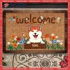 Outdoor Door Mat, Gifts For Dog Lovers, Dogs With Flowers Personalized Doormat