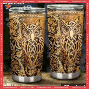 Owl Leather Pattern Stainless Steel Tumbler