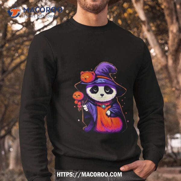 Panda Pumpkin Witch Organic Art Design Shirt