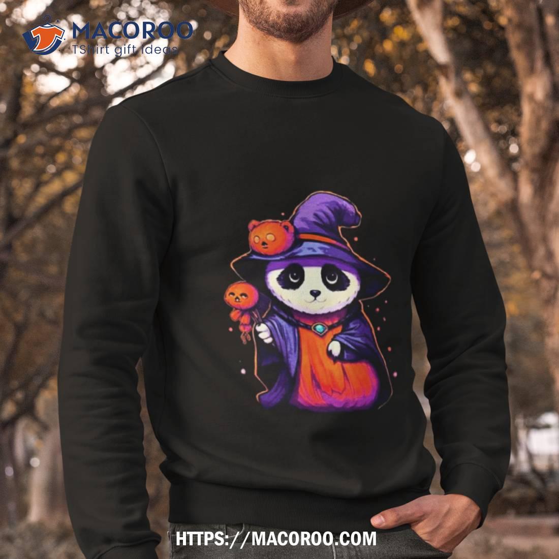 Panda Pumpkin Witch Organic Art Design Shirt Sweatshirt