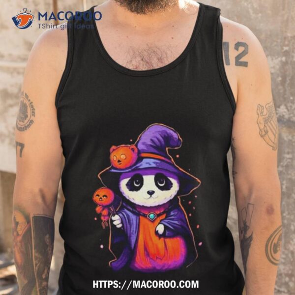 Panda Pumpkin Witch Organic Art Design Shirt