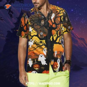 party night of pumpkin and ghost hawaiian shirt party 3